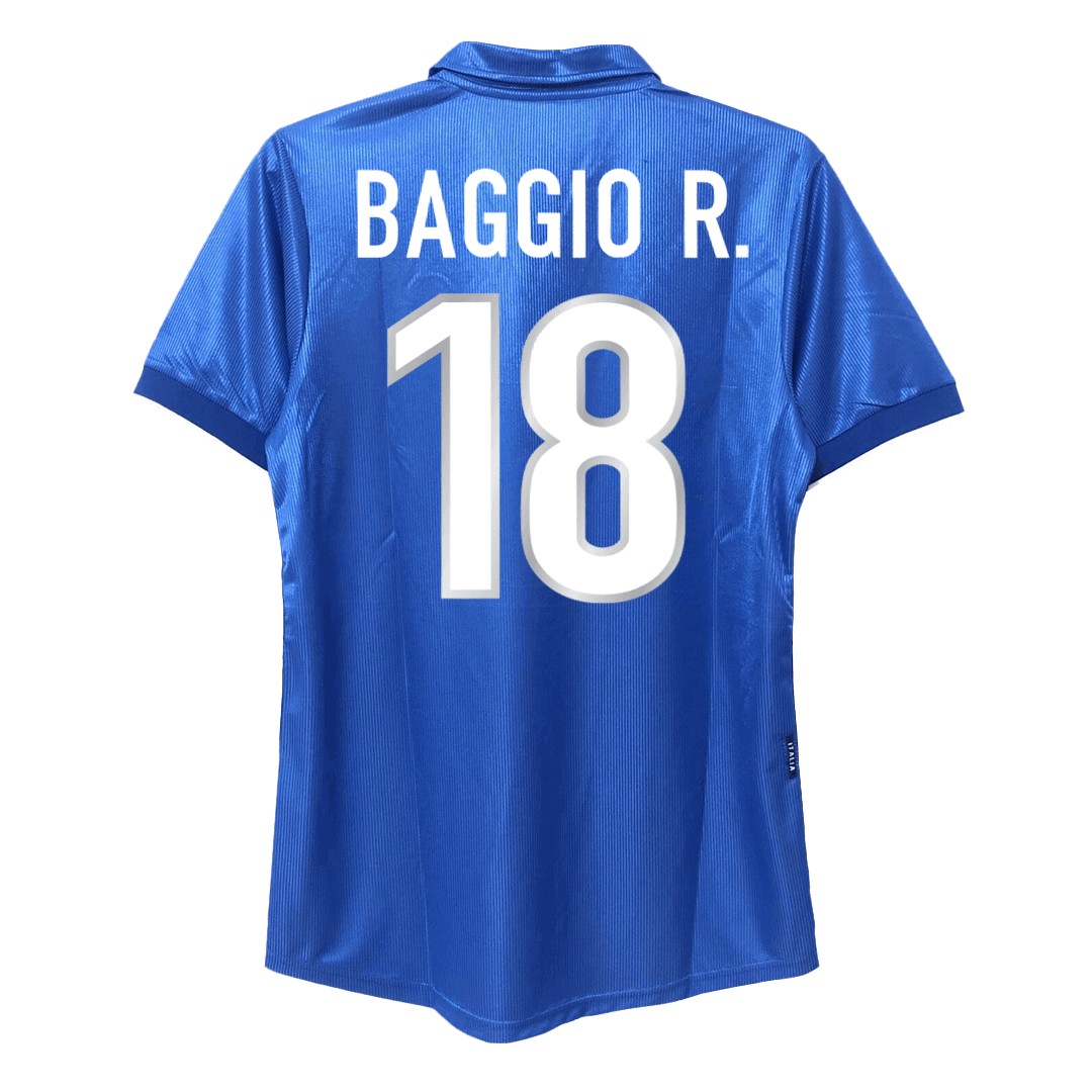 BAGGIO R. #18 Italy Retro Jersey Home Soccer Shirt 1998